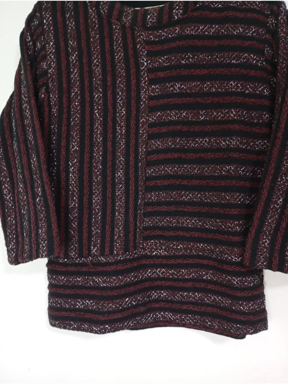 Anthropologie Akemi & Kin Striped Burgundy Black Metallic Knit Top S Womens - Picture 5 of 11